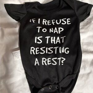 Black Baby Onesie with Playful Text